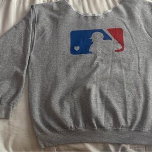 MLB Gray Off-the-Shoulder Sweater